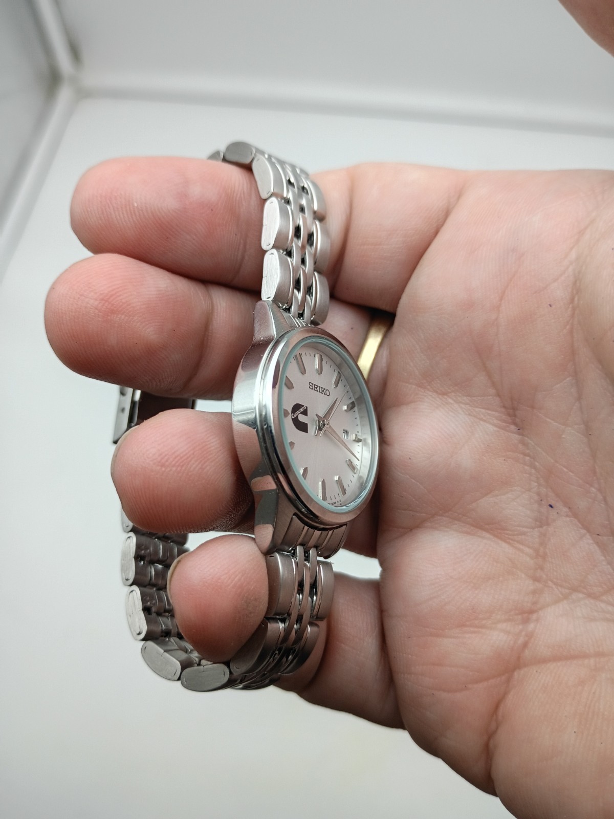 Seiko Mens Watch Cummins Engines Japan 6N22-00A0 5 Bar Stainless Silver Tone 321