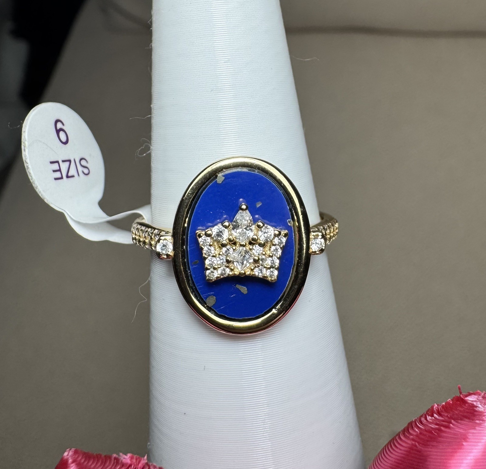 Bomb Party Vermeil UNICORN, “Queen Energy” Blue Lapis on Sterling & Gold, Size 9