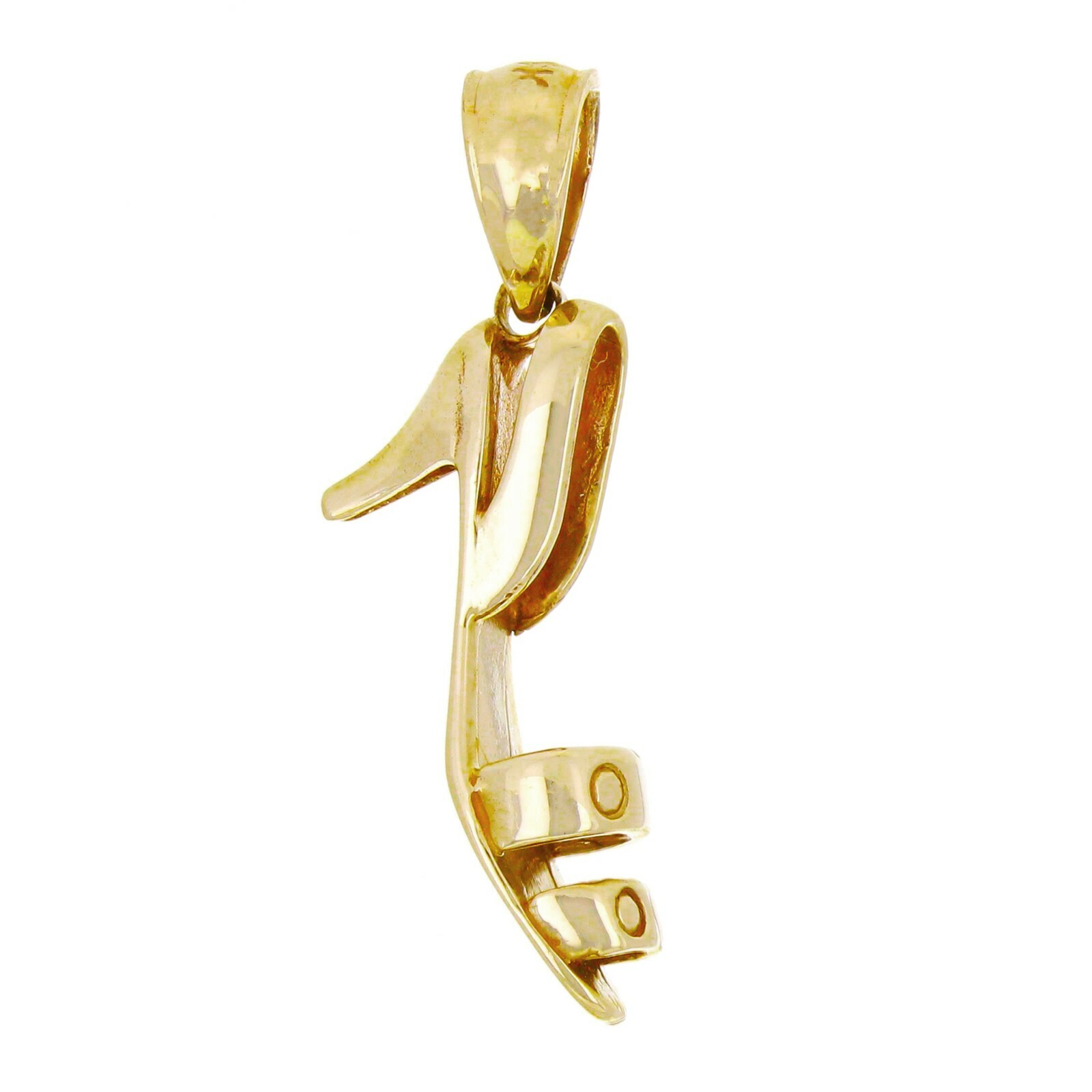 14k Yellow Gold Solid 3D High Heel Open Toe Shoe Charm Pendant 2 grams