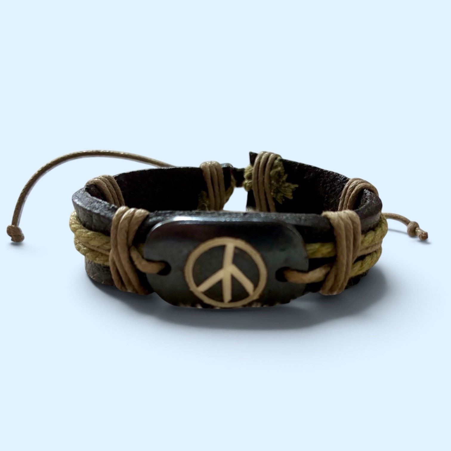 Unisex Leather Peace Bracelet