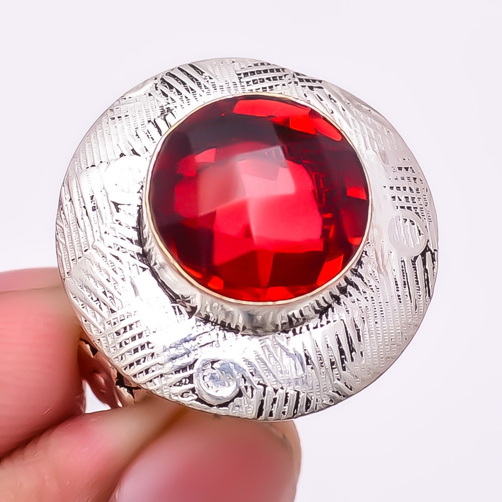 Mozambique Garnet Gemstone 925 Silver Plated Jewelry Ring s.7.5 F2582