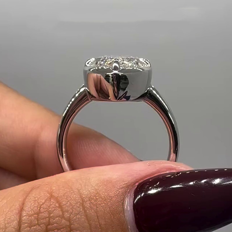 2.81 Ct Marquise Cut Moissanite Bezel Engagement Ring 14K White Gold Plated