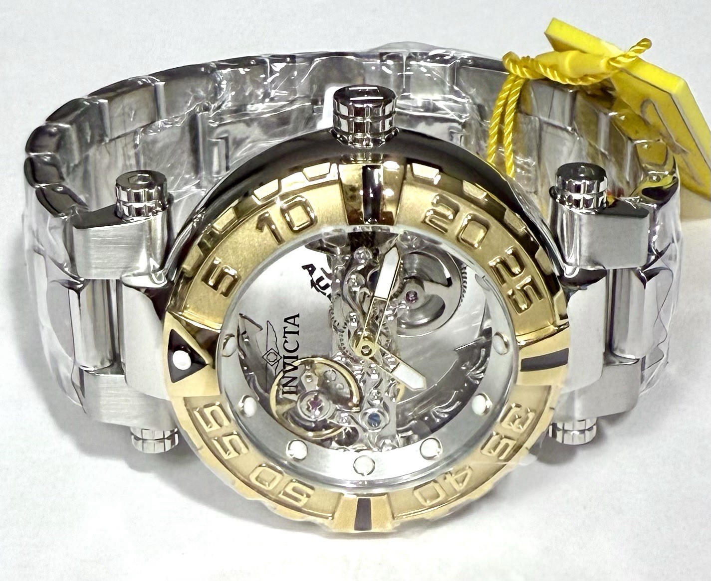 47mm Auto GHOST| Goldtone Bezel | Silvertn Bracelet Subaqua Noma I Invicta Watch
