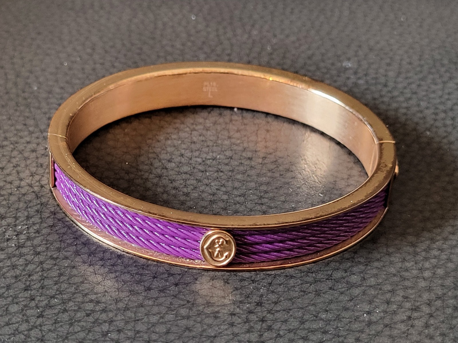 Charriol Forever Colors Plum Hinged Bangle Bracelet. With Box. Size L