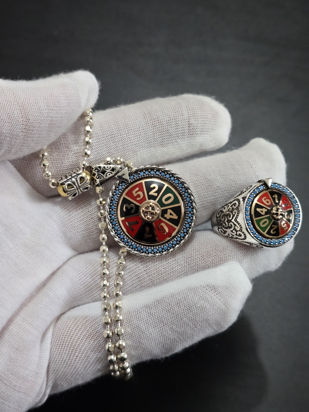 Silver 925 Set, Roulette Design. Mens