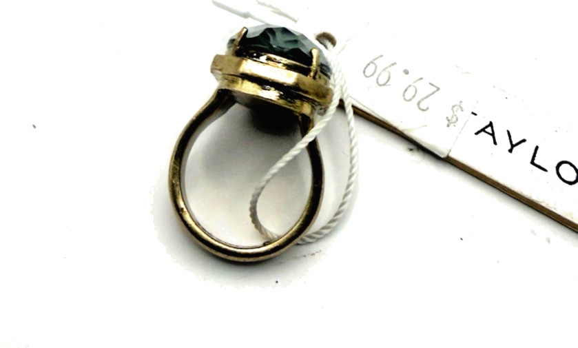 NWT ANN TAYLOR Large Smoky Graphite Oval Rhinestone Cocktail Ring Size 7