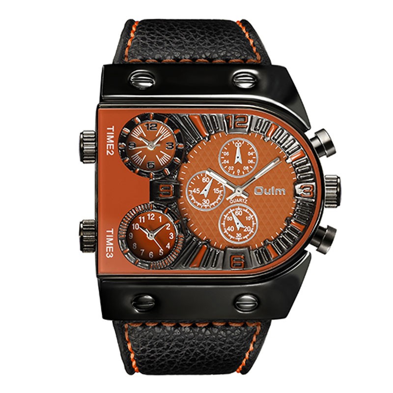 Oulm Men’s Large Dial Army Sport Watch Quartz 3 Decorative Subdials Gift for Men