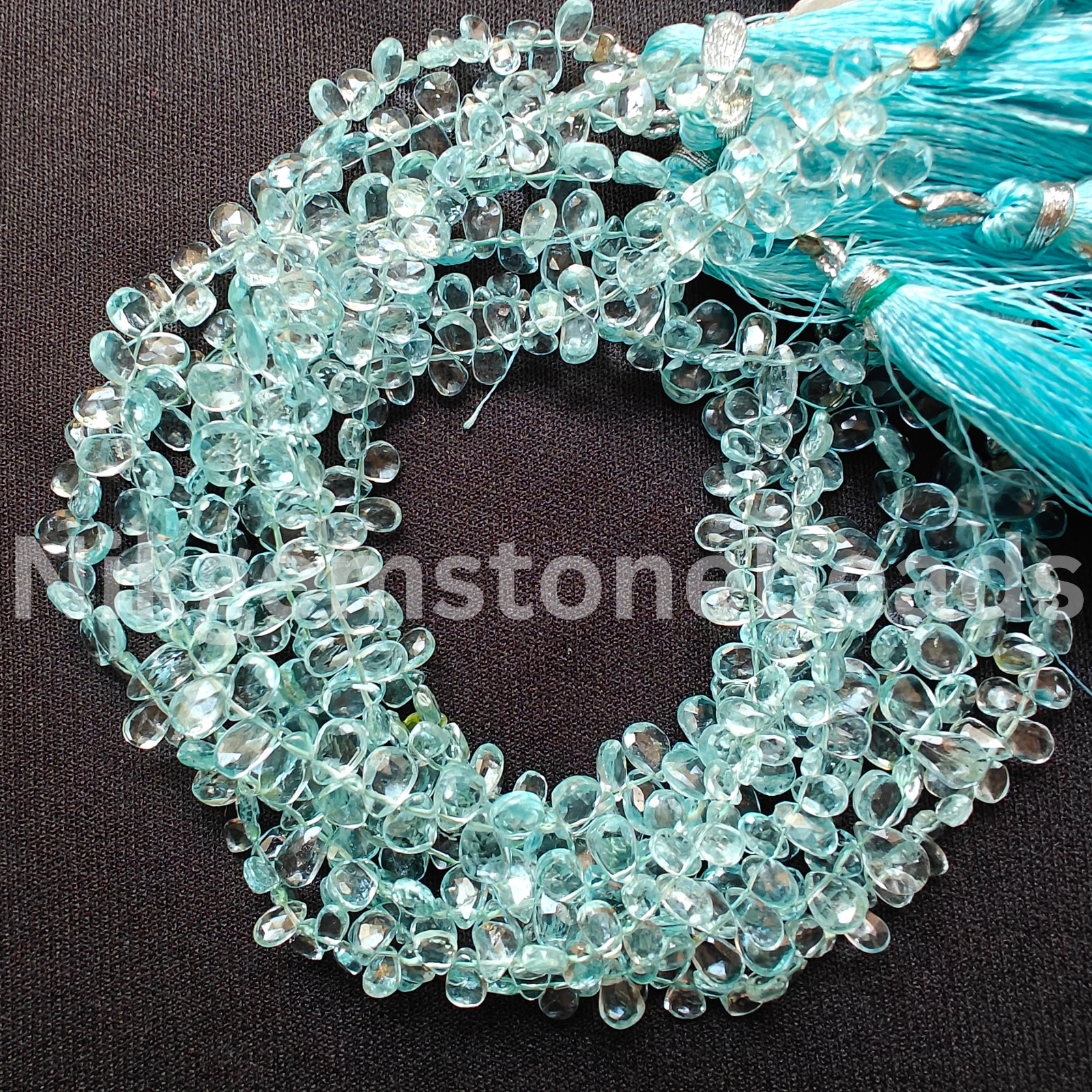 Natural Swiss Blue Topaz Beads, Briolette Faceted Pear Cut Stone, 5.25-6.25 MM.