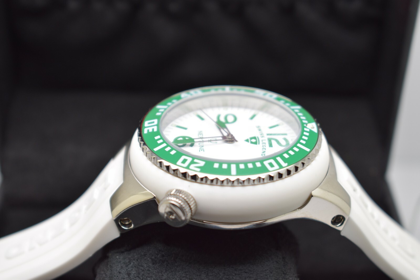 Swiss Legend Neptune Watch White Silicone Green Luminous Indices