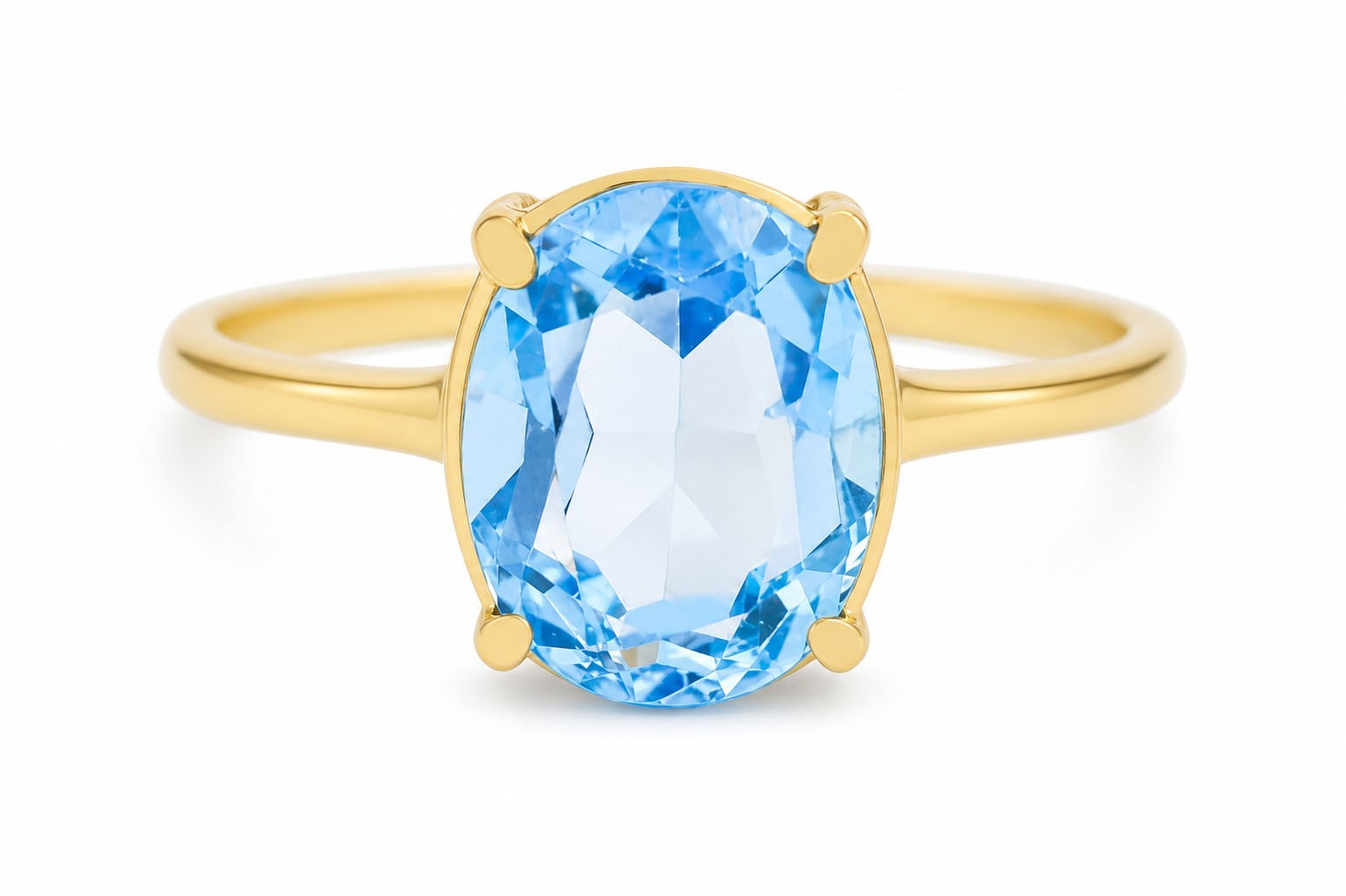 GENUINE 3.85 Cts BLUE TOPAZ RING 10K SOLID YELLOW GOLD -Free Appraisal Service