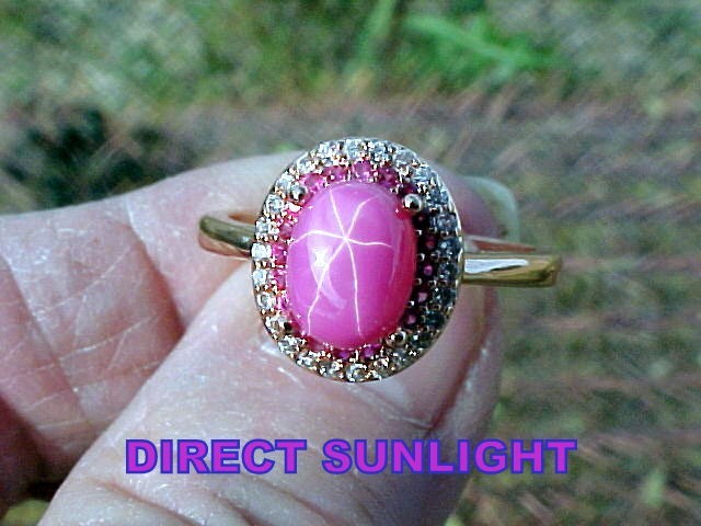 Genuine Pink Star Sapphire Ring 8x6mm & Pink Topaz 925 + Rose Gold Finish Sz 10