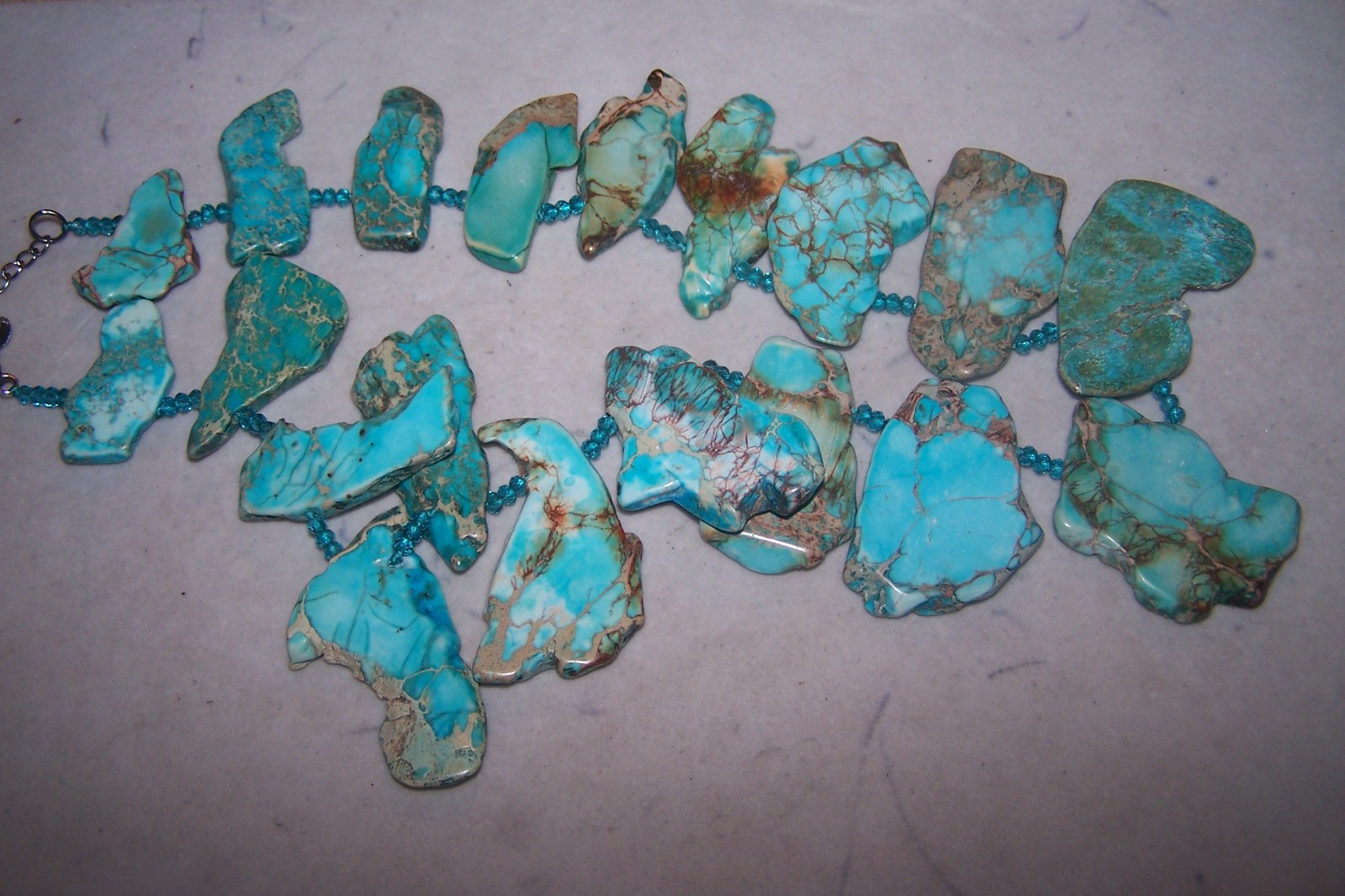 NWOT LUC Lucas Lameth Sterling Silver Turquoise Jasper Slab Statement Necklace