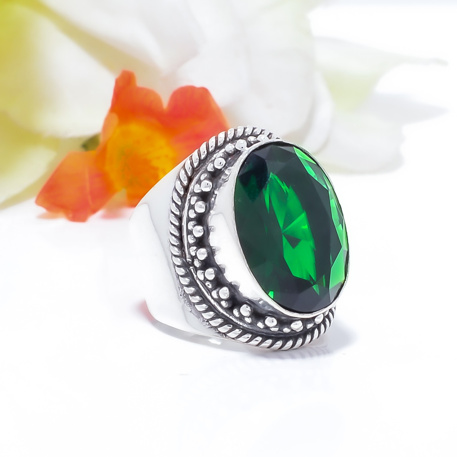 Chrome Diopside Sterling Silver, Handmade Elegant Anniversary Jewelry For Her