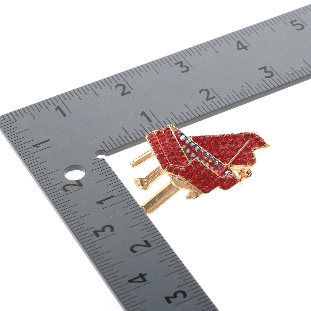 Gold Tone Metal Crystal Pianp Brooch P1512-RED