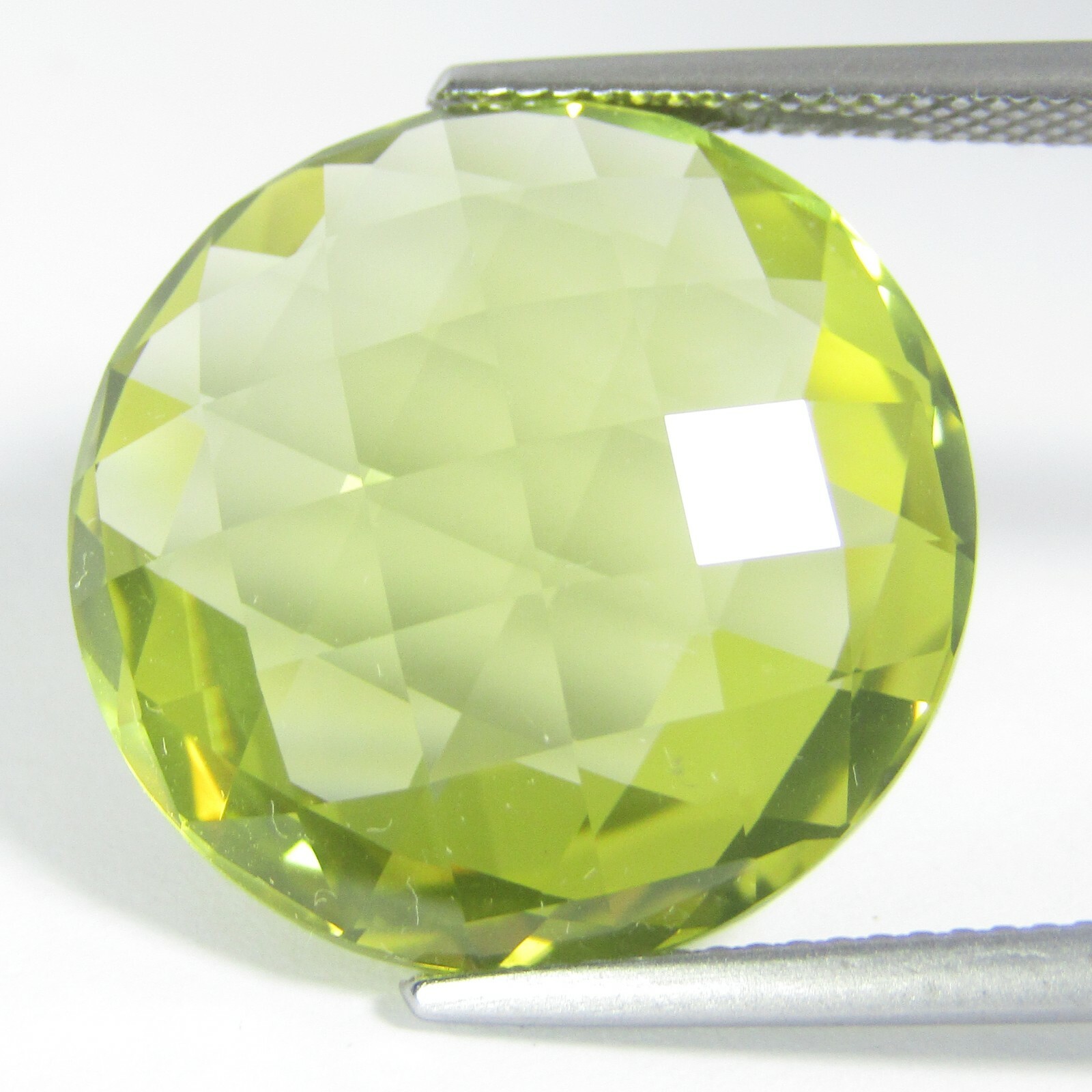 21.58Cts Excellent Natural Lemon Quartz Round Double Side Checker Cut Ref VDO