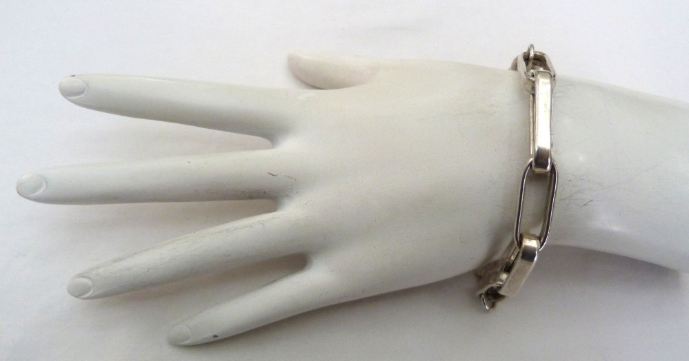 ITALY MILOR 925 STERLING SILVER LARGE LINK CHAIN CHUNKY BRACELET 8″ LONG