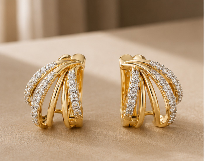 2.50Ct Moissanite Multi Row Huggie Hoop Earrings D VVS1 Round Cut Gift For Women
