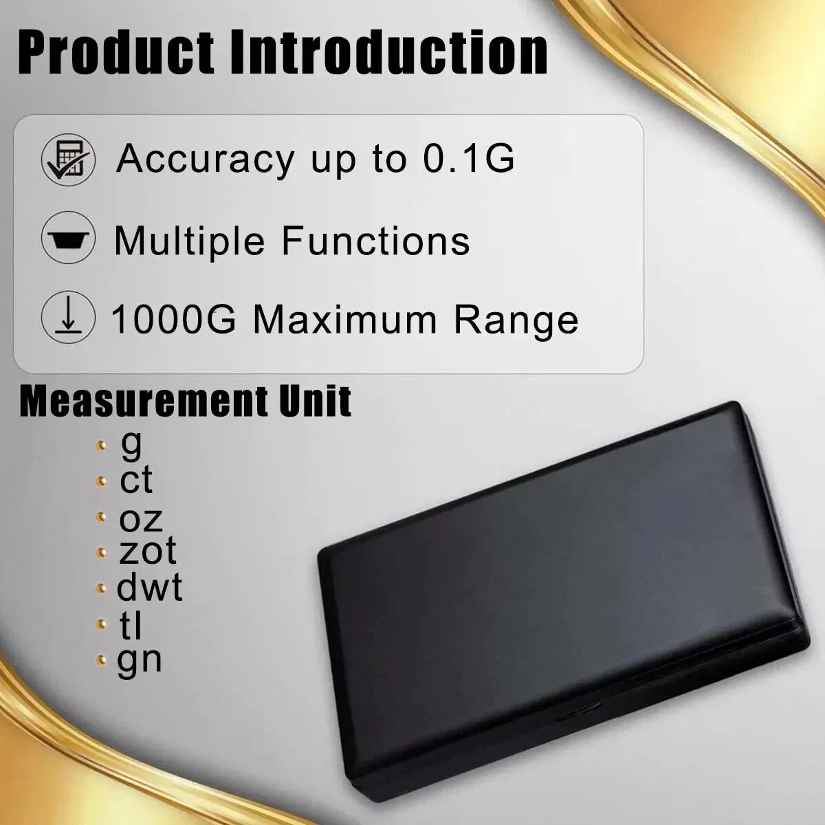 Pocket Digital Scale 1000g x 0.1g Precise Gold Coin Jewelry Gram Balance Weight
