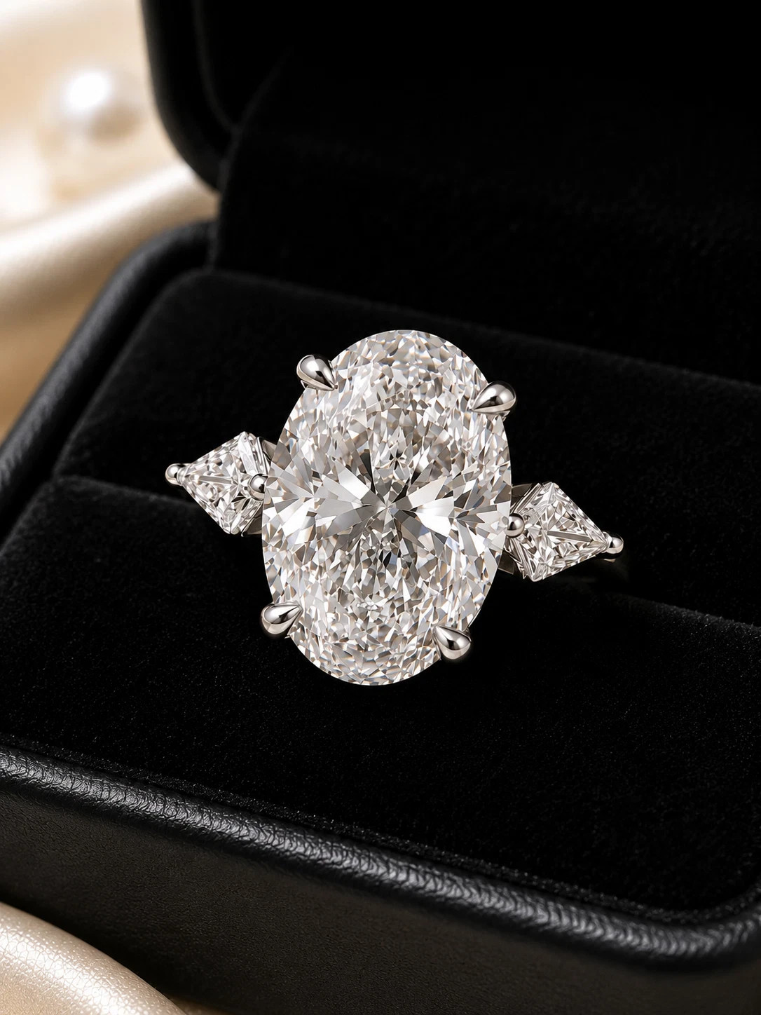 IGI 4 CT Oval F-VS1 Lab Grown Diamond Women Engagement Gift Ring 14K White Gold