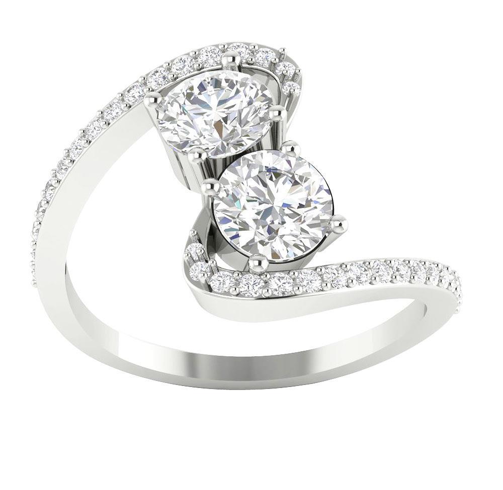 Forever Us Two Stone Lab Grown Diamond Solitaire Ring VS1 F 1.60 Carat 14K Gold