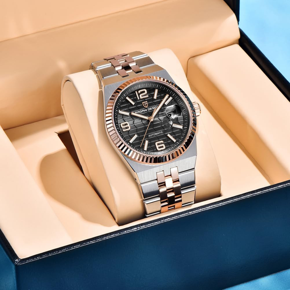 Men’s 40mm Automatic Mechanical Watch – Sapphire, 100M Waterproof, Luminous