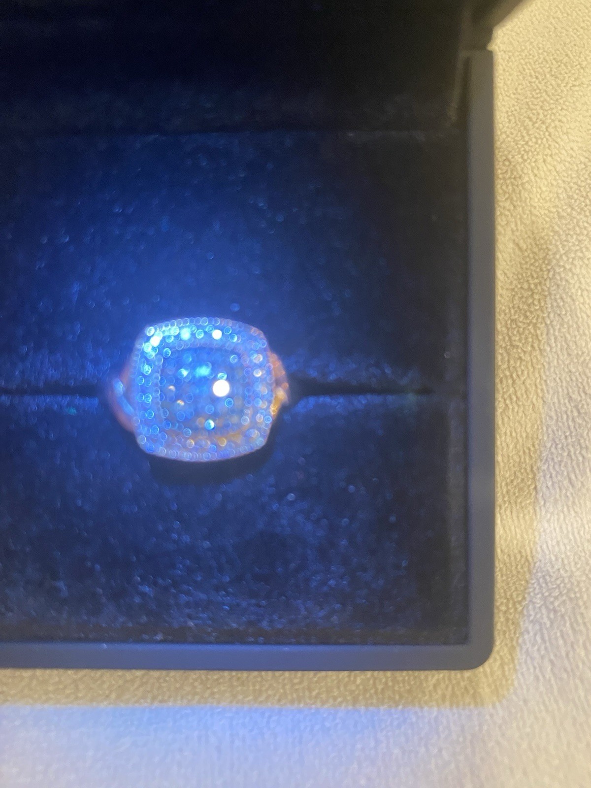 Square Brown Diamond Halo Ring in Silver Rose Gold Plated