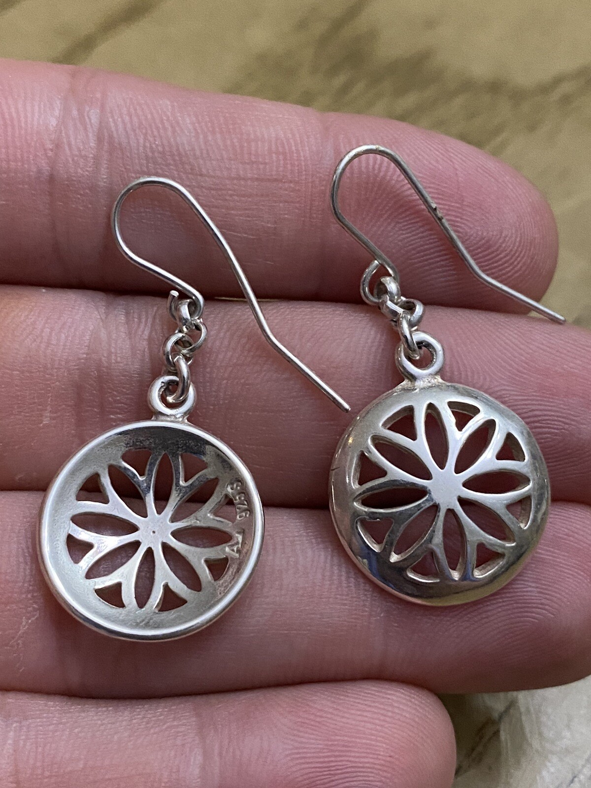 Vintage Signed A. Lautz Tana 925 silver Handmade Modernist Earrings Norway