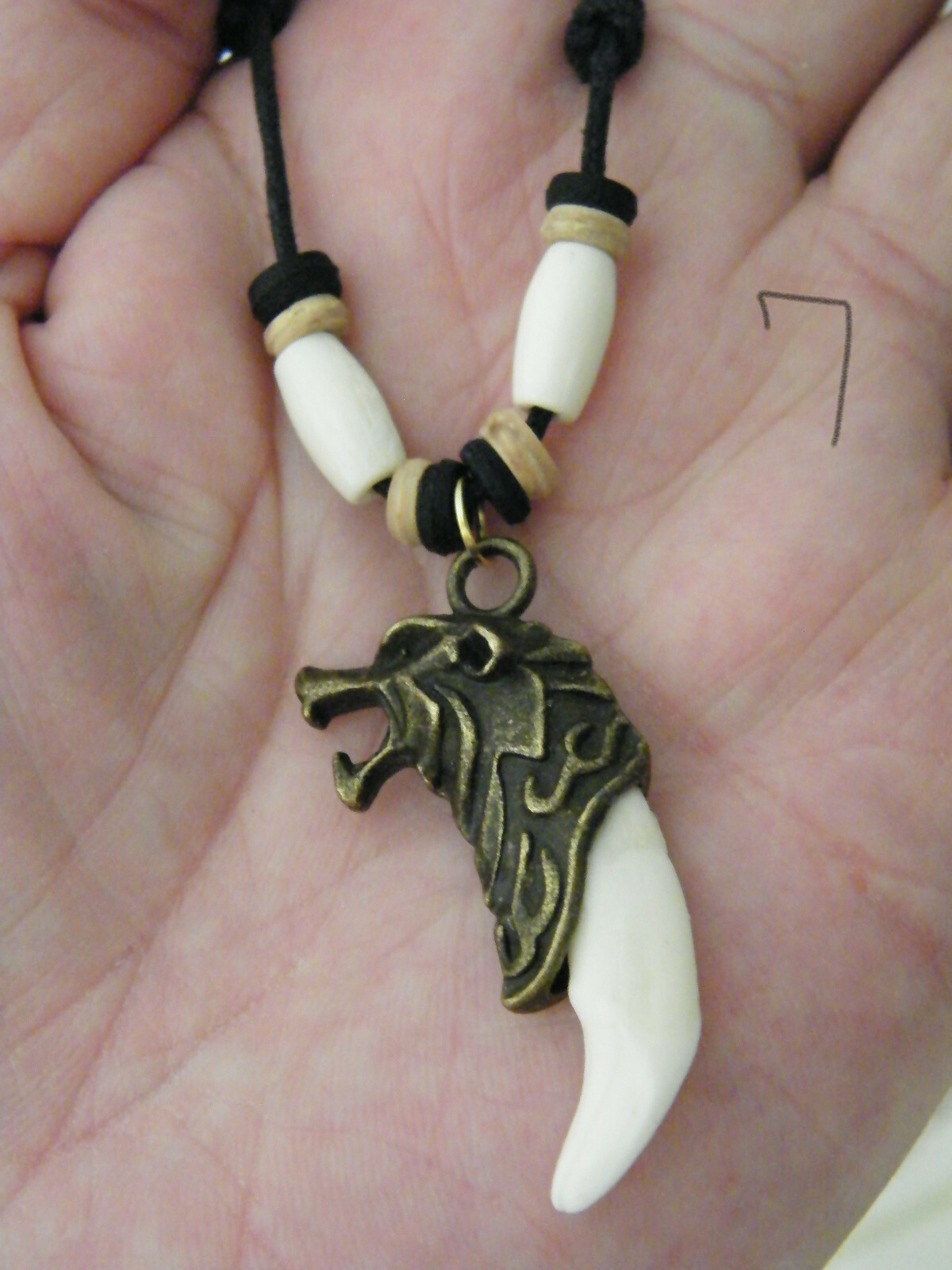 Coyote Necklace WHITE Teeth Real Coyote Tooth Wolvves Head 16″-28″ Beads NEW!