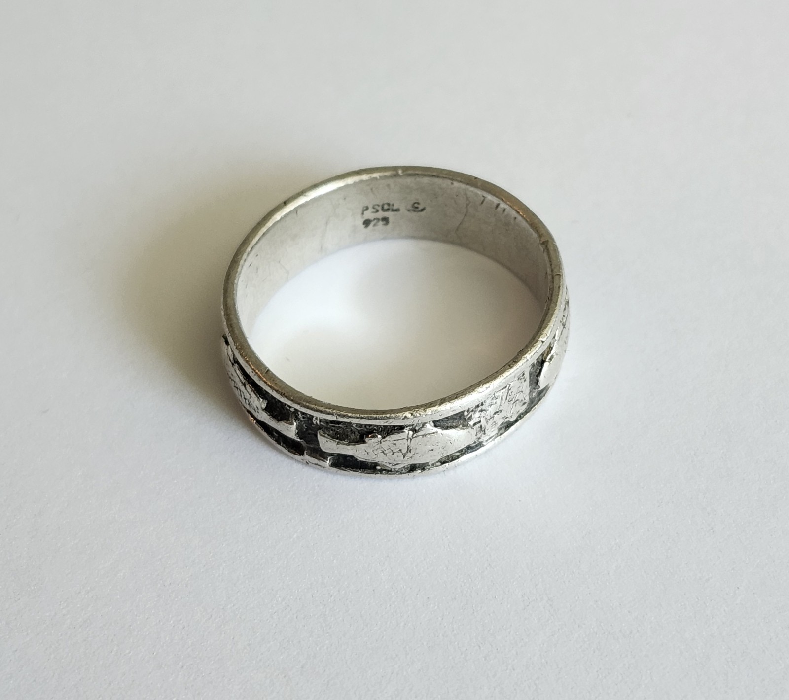 Peter Stone PSCL Sterling Silver 925 Band Ring Fish Bass Trout
