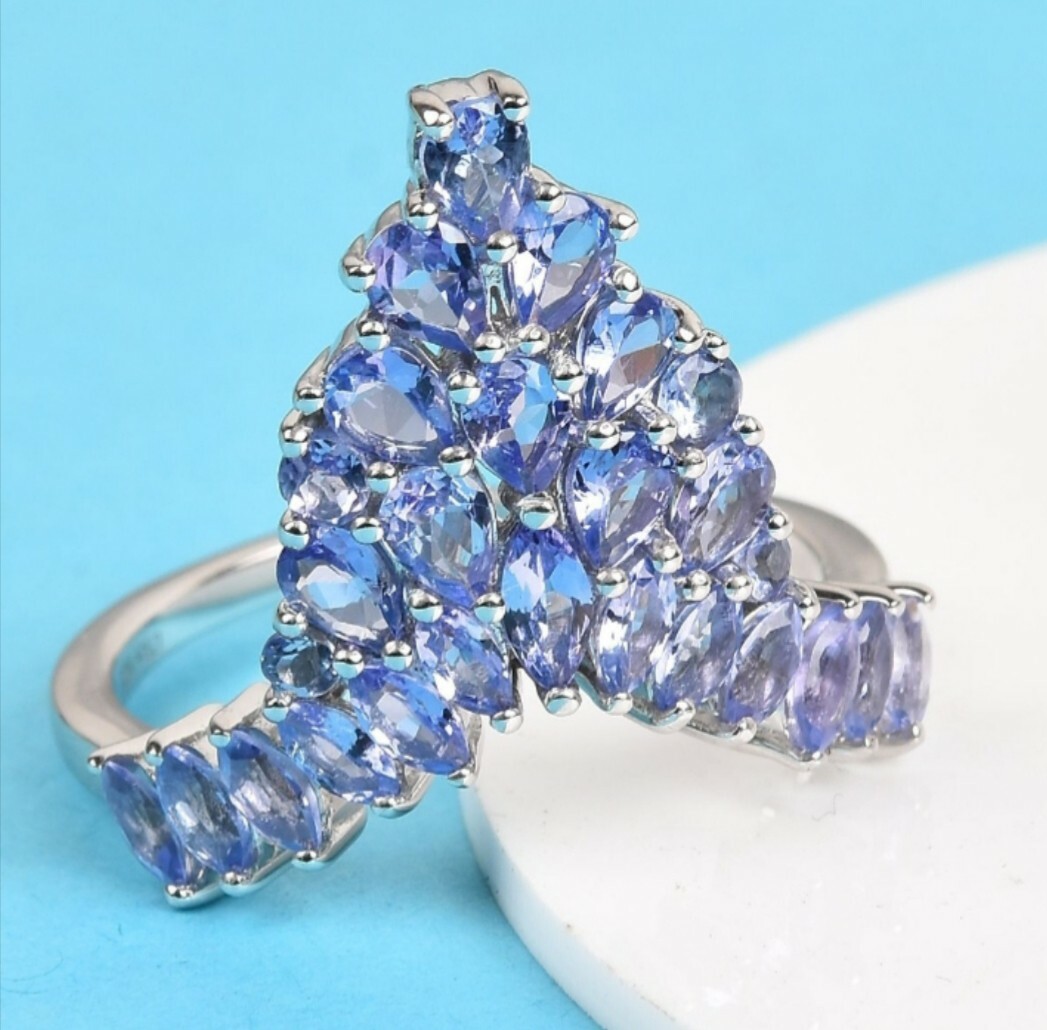 2.76 ctw Tanzanite Ring in Platinum Over Sterling Silver, Size 8 ERV $559.99