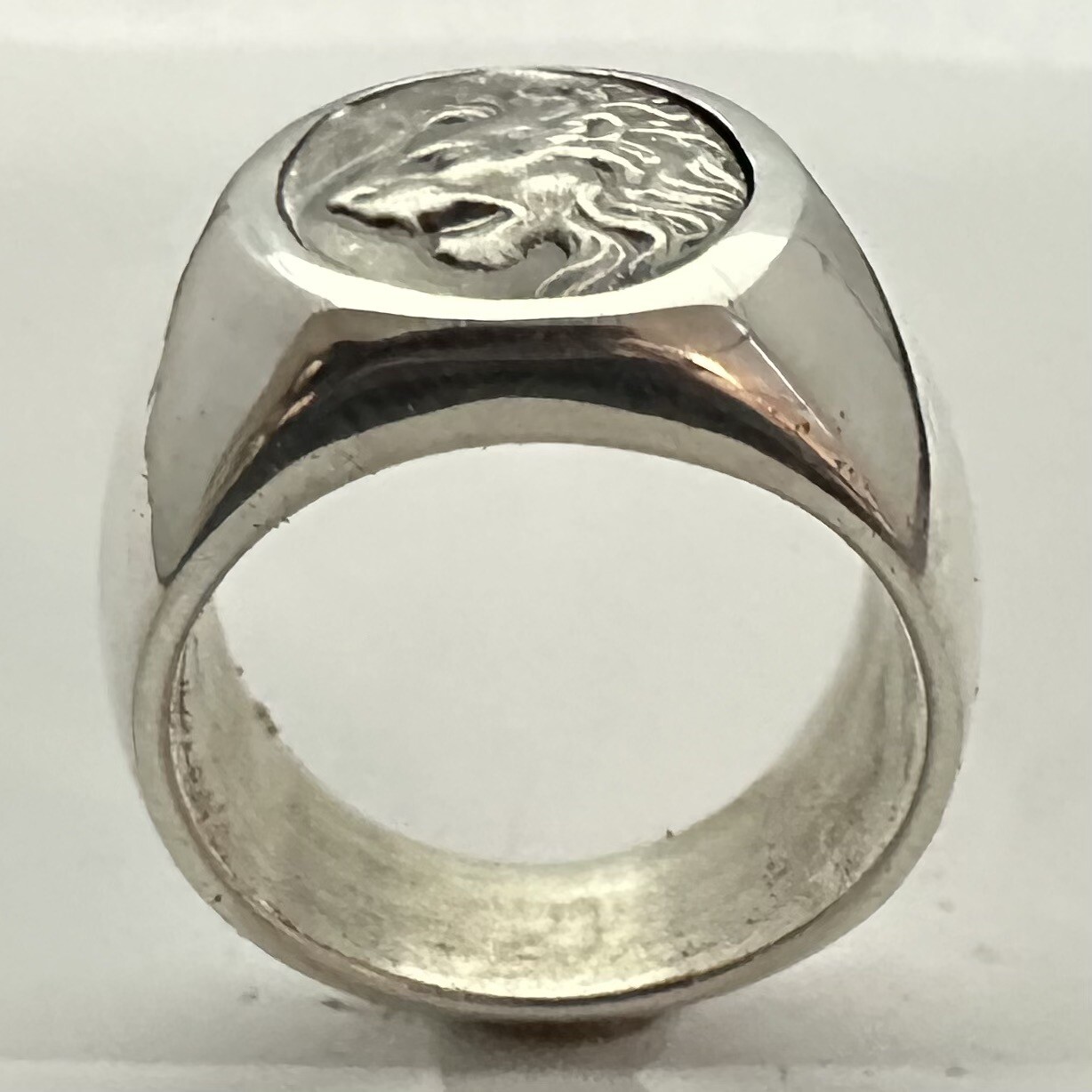 MJG STERLING SILVER MEN’S RING. 18 x 13mm Lion Head. SZ 10 3/4. 25 Grams