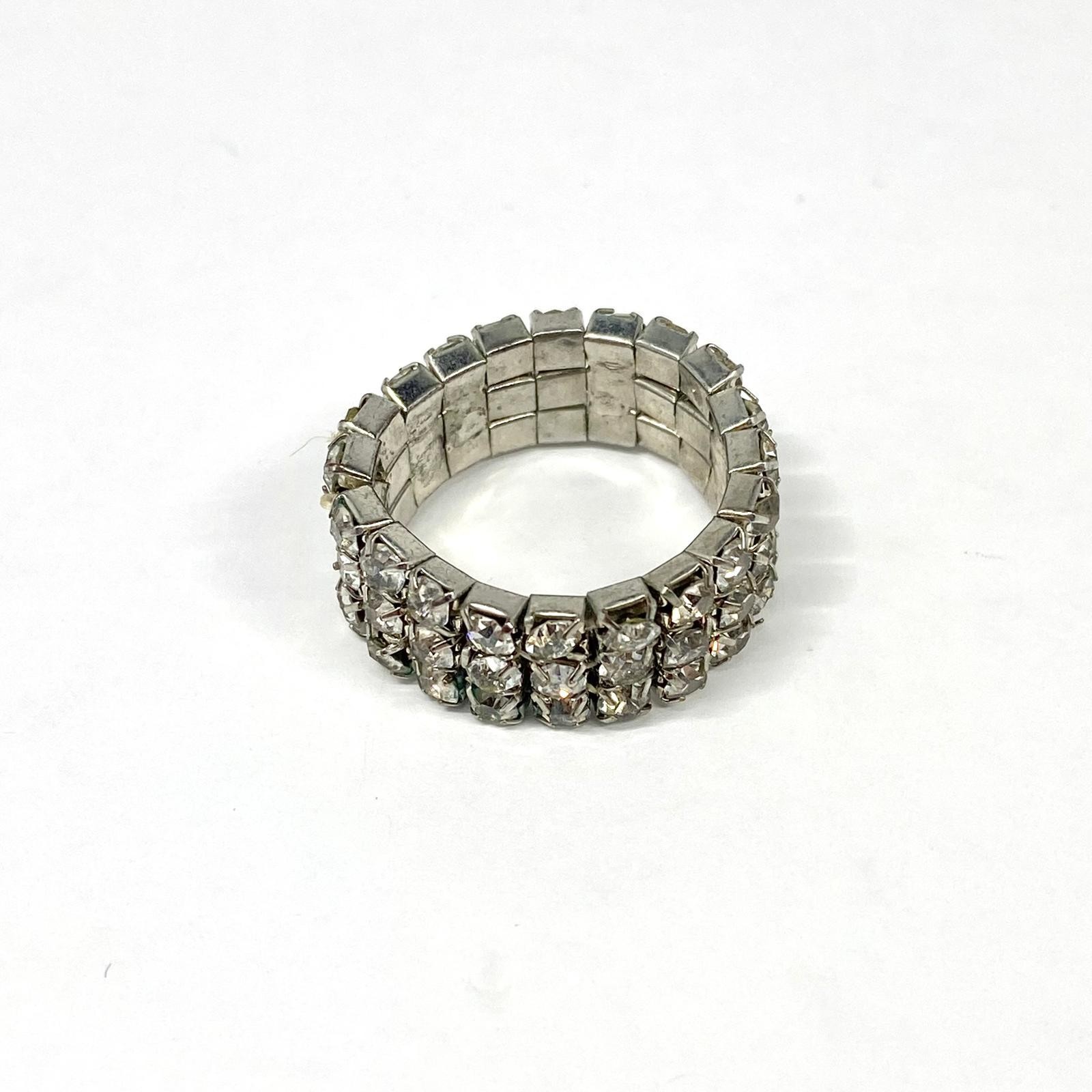 Elegant Sparkle Three Row Silver Toned Rhinestones Stretch Woman’s Holiday Gift
