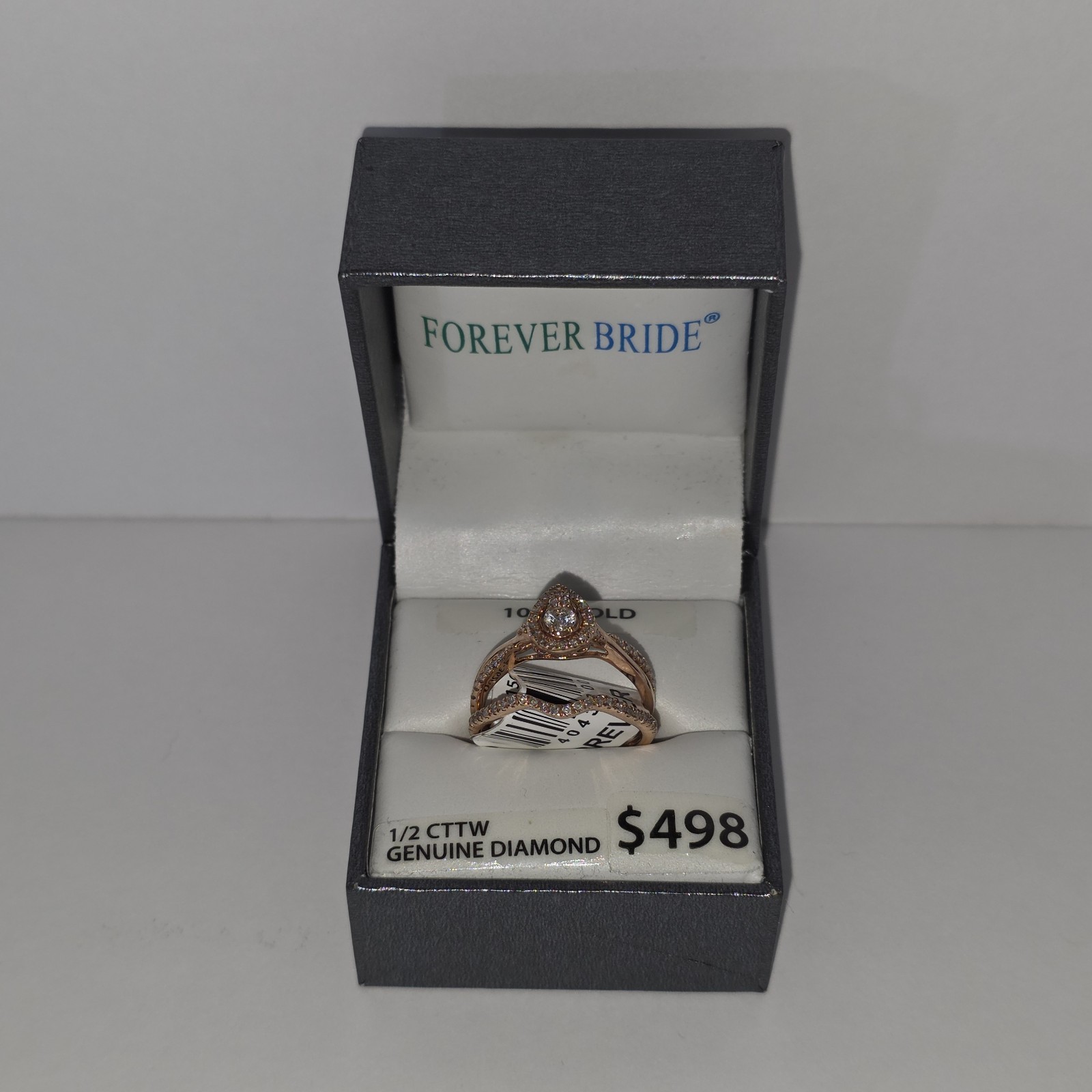 Wedding Ring & Band Set 10K Rose Gold 1/2 CTTW Diamond, Size 7
