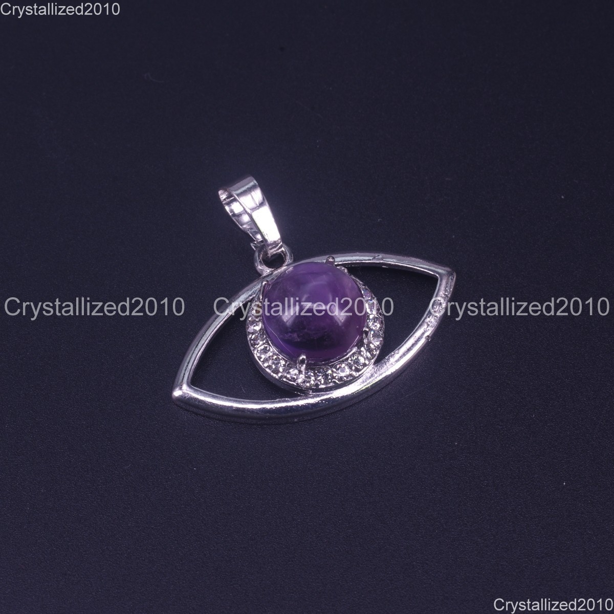 Natural Gemstones Amethyst Eye Shape Healing Reiki Chakra Pendant Beads 20x31mm