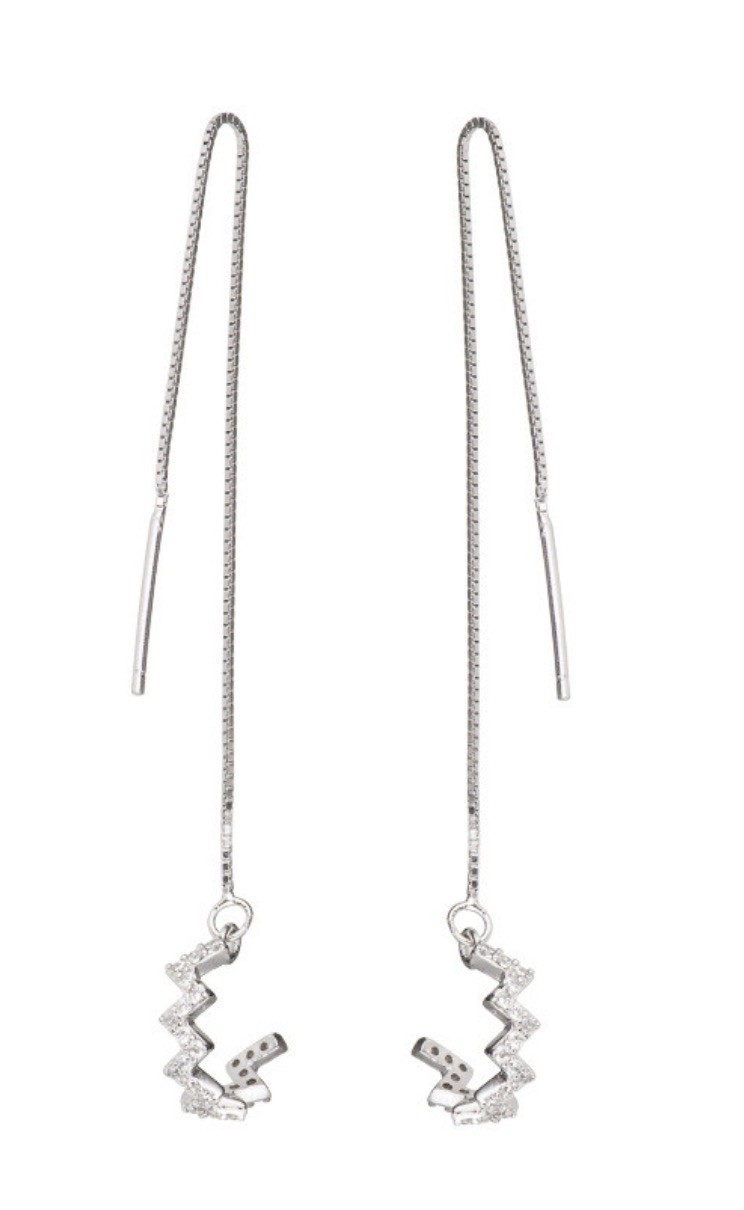 SLUYNZ 925 Sterling Silver Clear CZ Threader Tassel Dangle Earrings French Wire