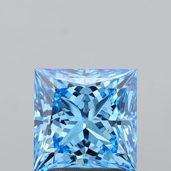 IGI 2.04 Carat Fancy Vivid Blue Princess Lab Created Diamond VS1 Engagement
