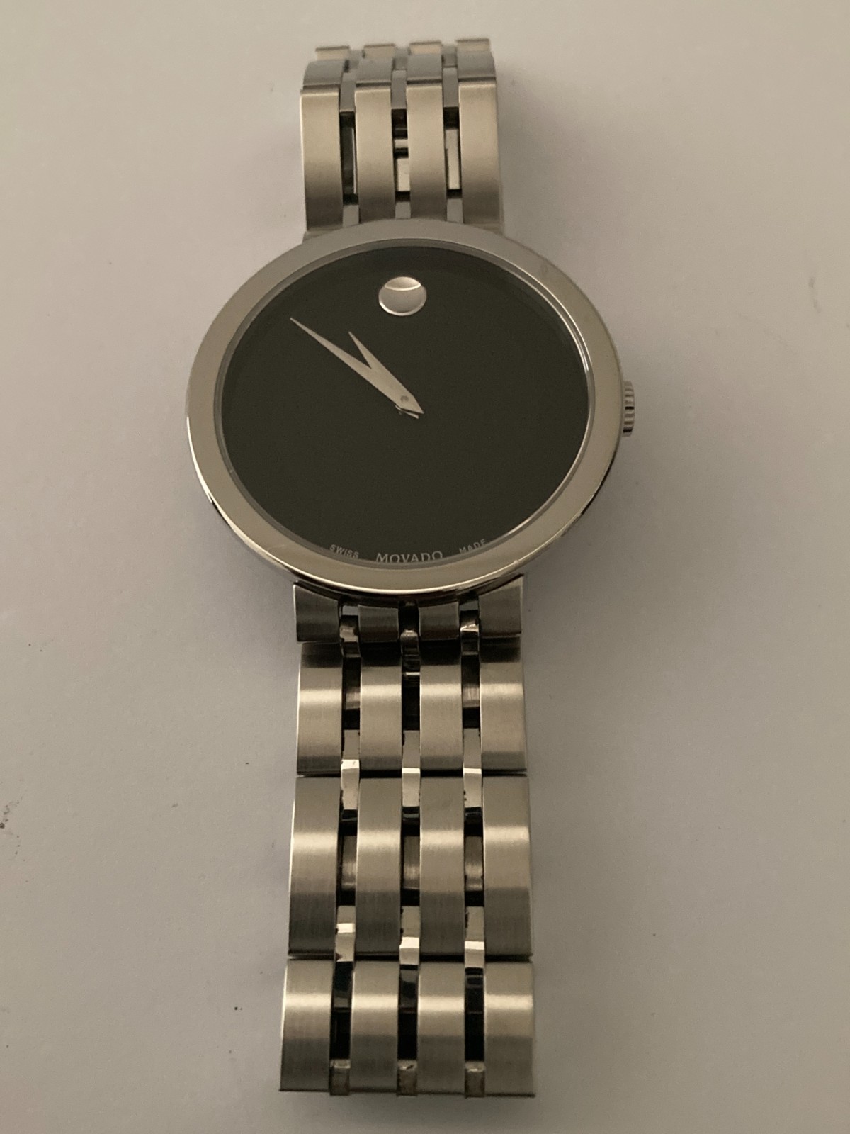 Movado Museum Classic Men’s Swiss Luxury Watch Stainless Steel Black Dial