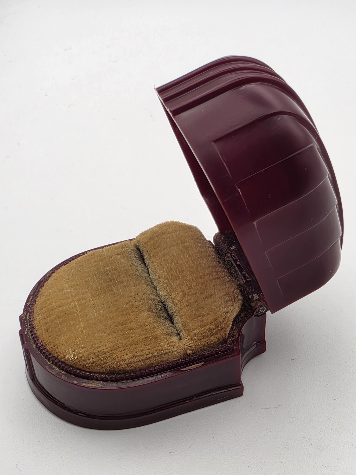 Vintage Art Deco Burgundy Ring Box – W&S Patent Pending – 1920s 1930s Art Deco