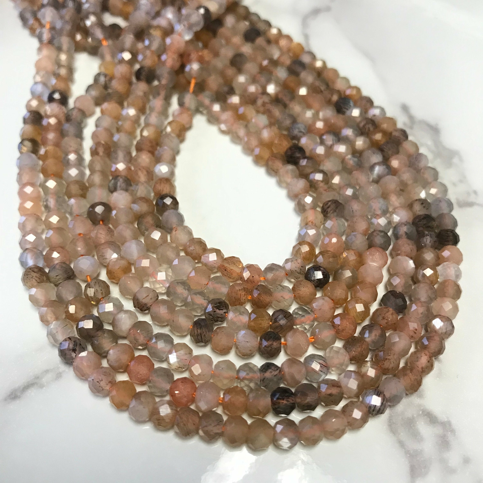 Natural Multi-Color Moonstone Faceted Rondelle Beads 2x3mm 3x4mm 15.5″ Strand