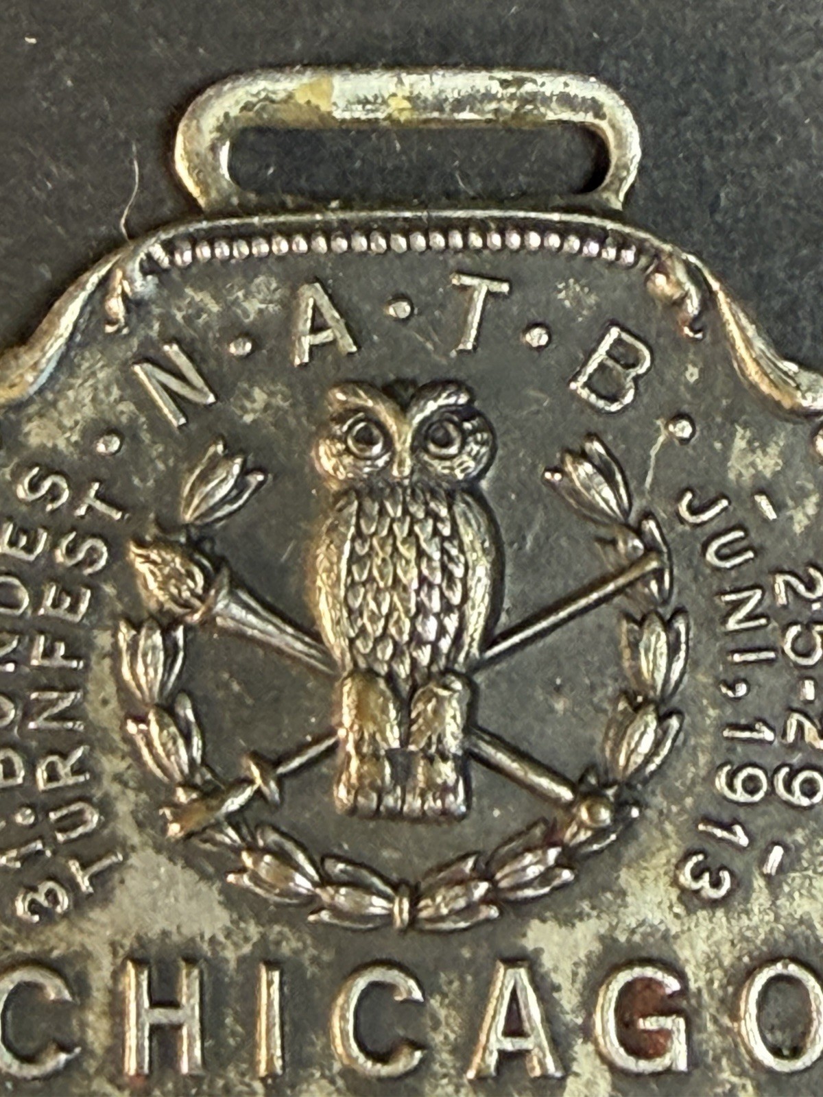 1913 National Gymnastics Bundes -Turnfest N.A.T.B. Festival Chicago Watch Fob