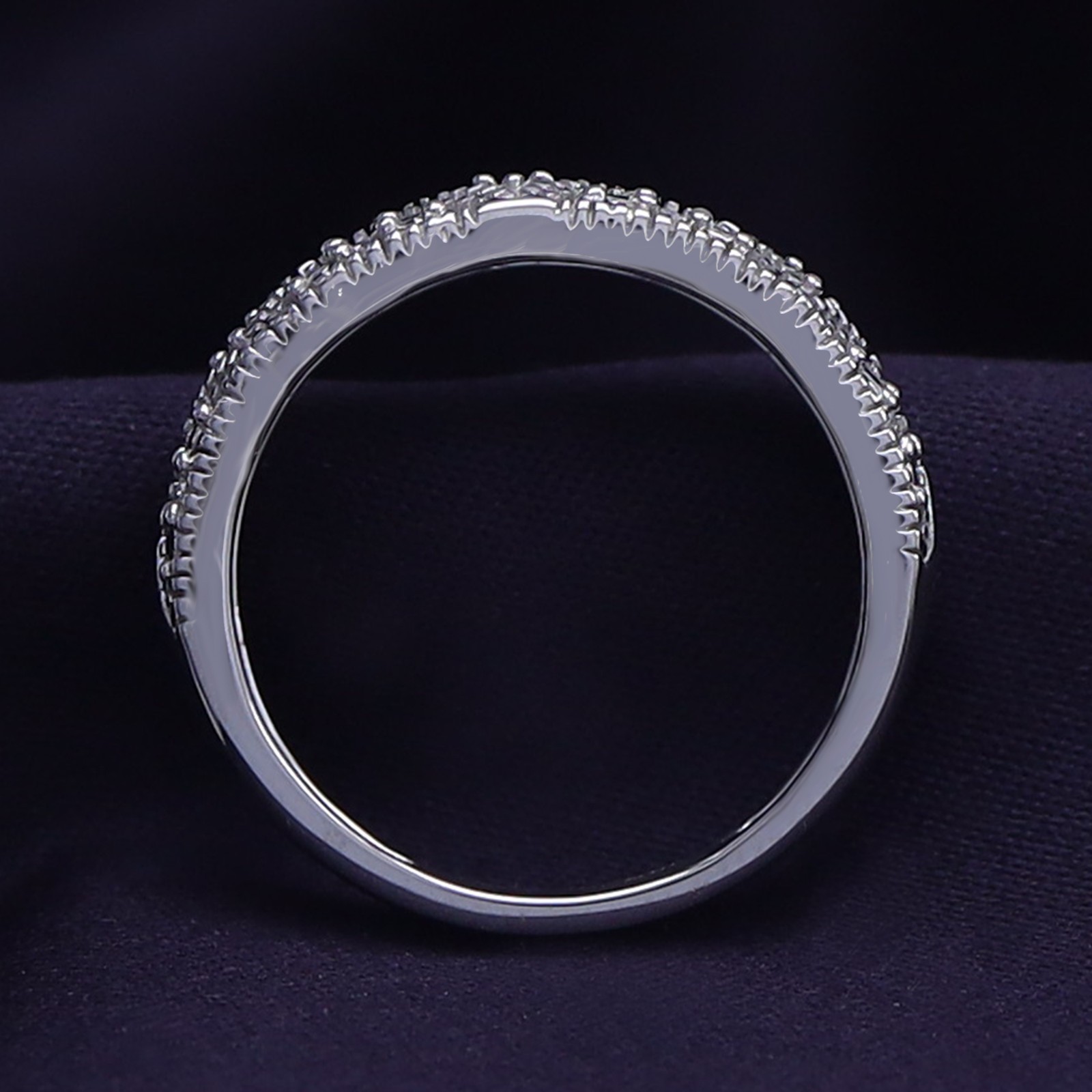 0.05 Ct Round Natural Diamond Wedding Band Ring In 14K White Gold Plated Silver