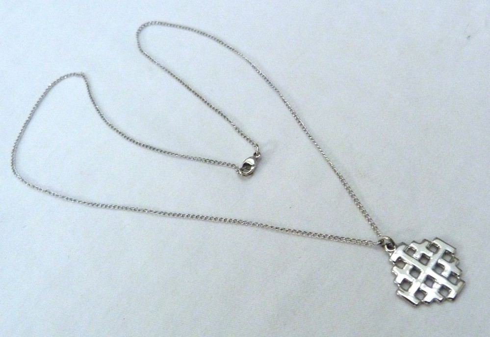 STERLING SILVER BLISS JERUSALEM FIVE FOLD CRUSADERS CROSS PENDANT CHAIN NECKLACE