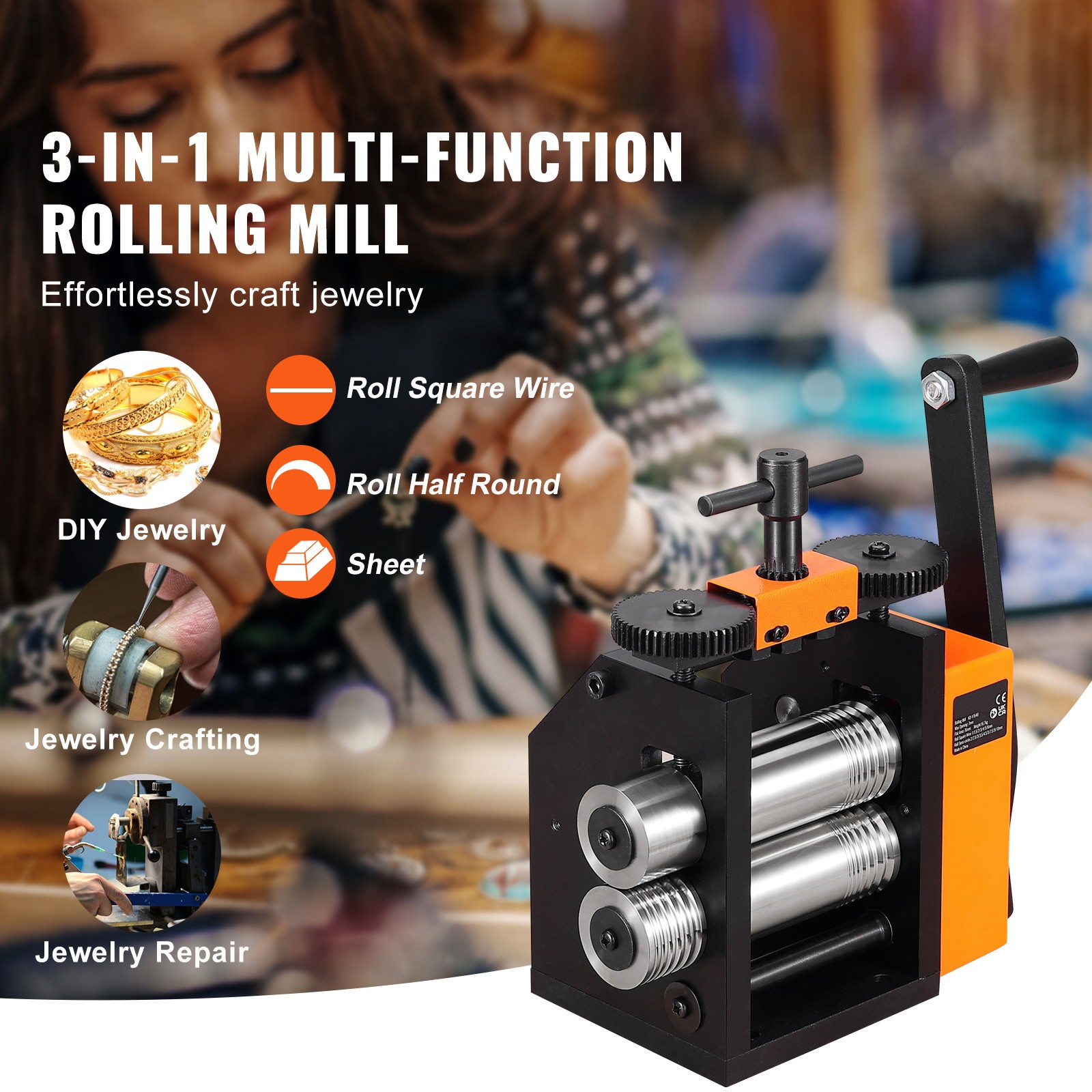 Uimoso Rolling Mill 2.95″/75 mm Jewelry Rolling Mill Machine 1: 2 Gear Ratio
