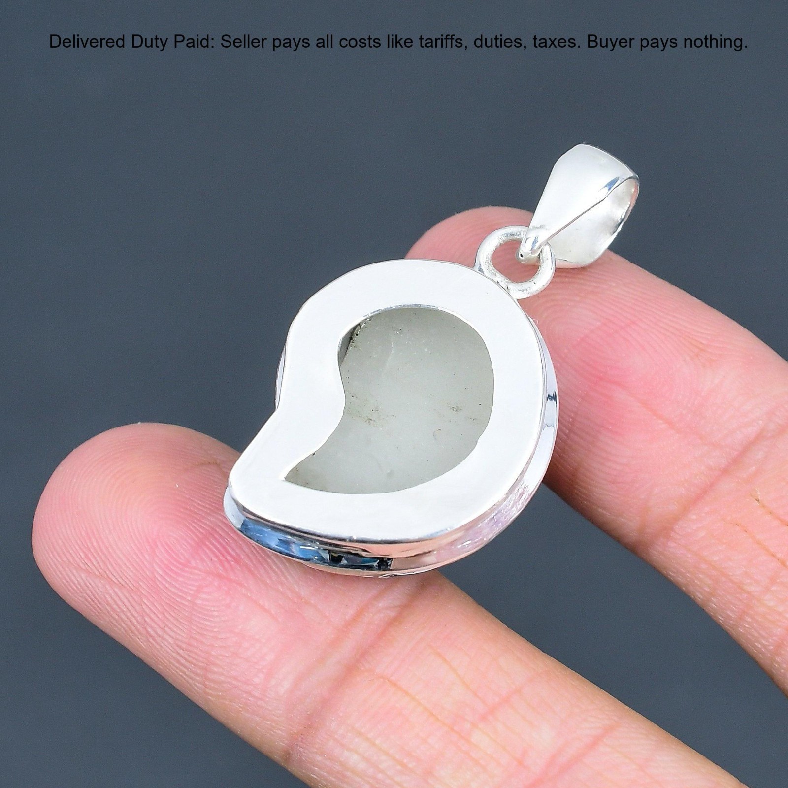 Valentines Sale Pear Ammonite Doublet Opal Stone Pendant Jewelry Sterling Silver