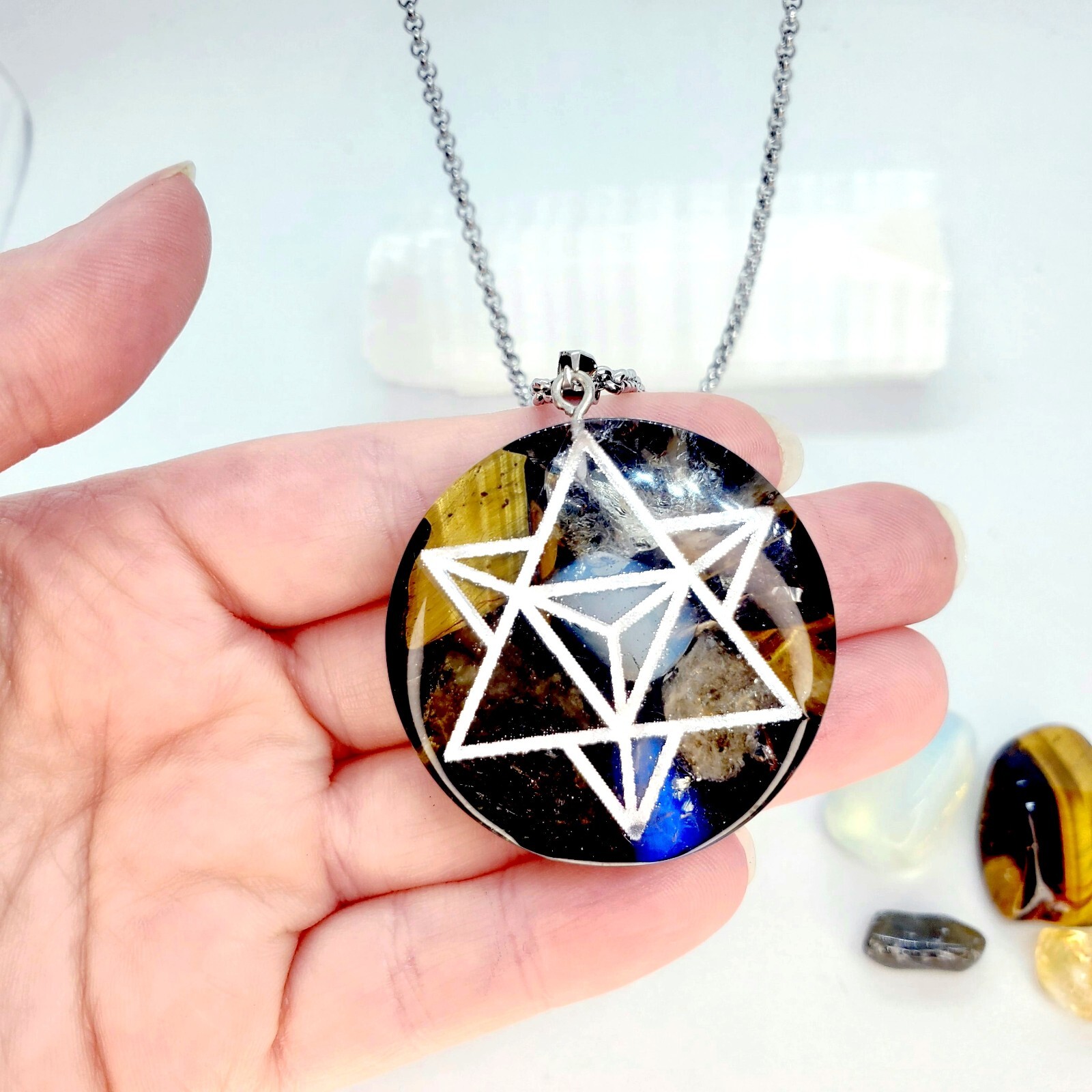 Merkabah Custom Orgone Energy +50 crystals. Higher dimensions spiritual growth.