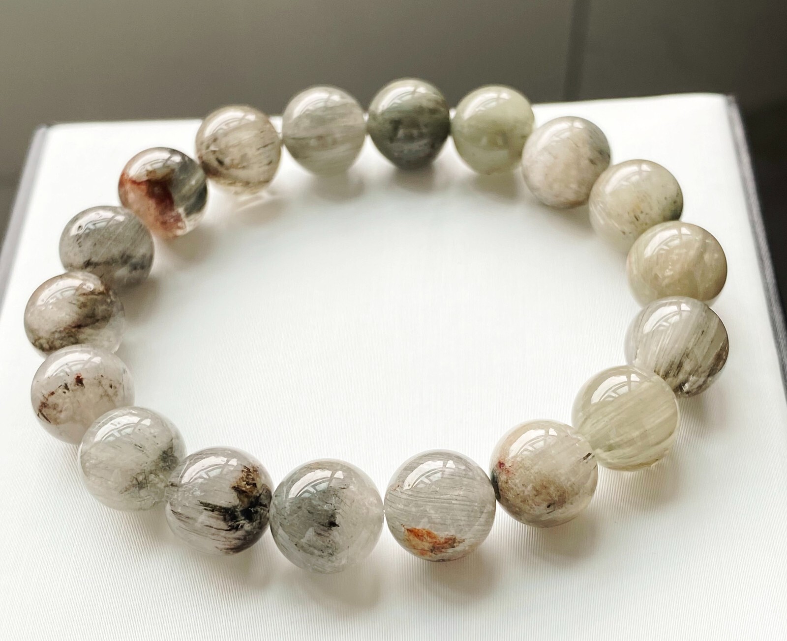 10.8mm Natural Blue Rutilated Quartz Crystal Beads Bracelet AAAA B922