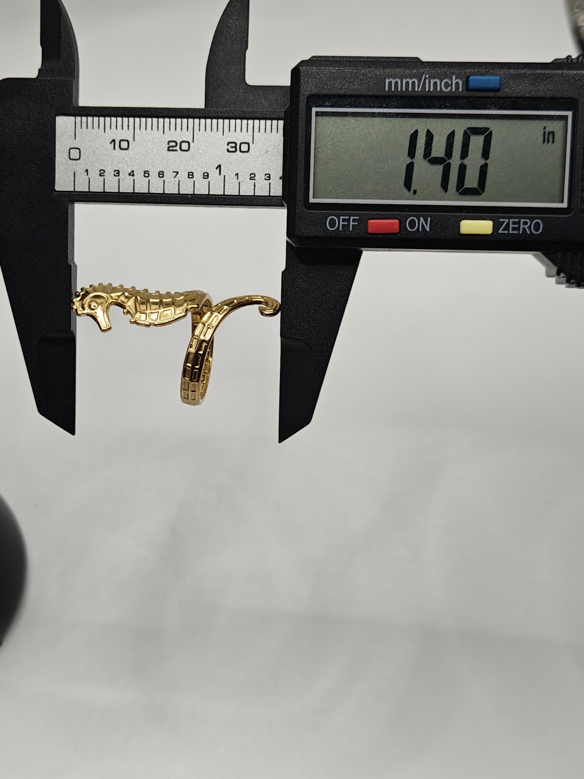 18K Gold Plated 304 Stainless Steel Beach Seahorse Adjustable Bypass Ring Size 7