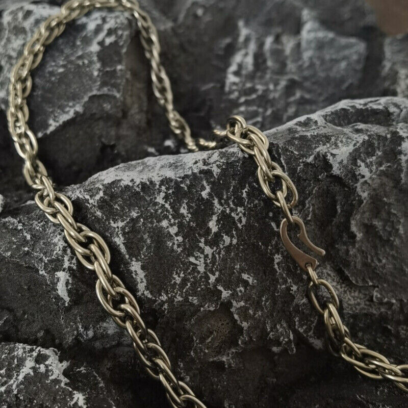 Pure titanium necklace twisted bracelet 7mm lightweight anti allergic 7.9 inches