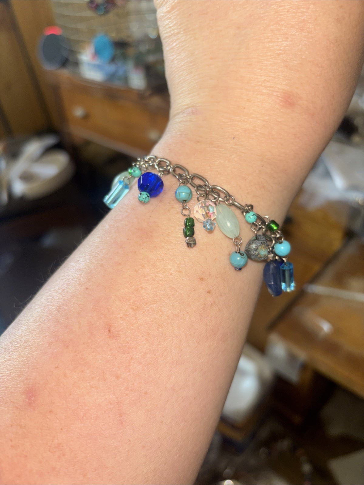 Multistone Beaded Charm Bracelet