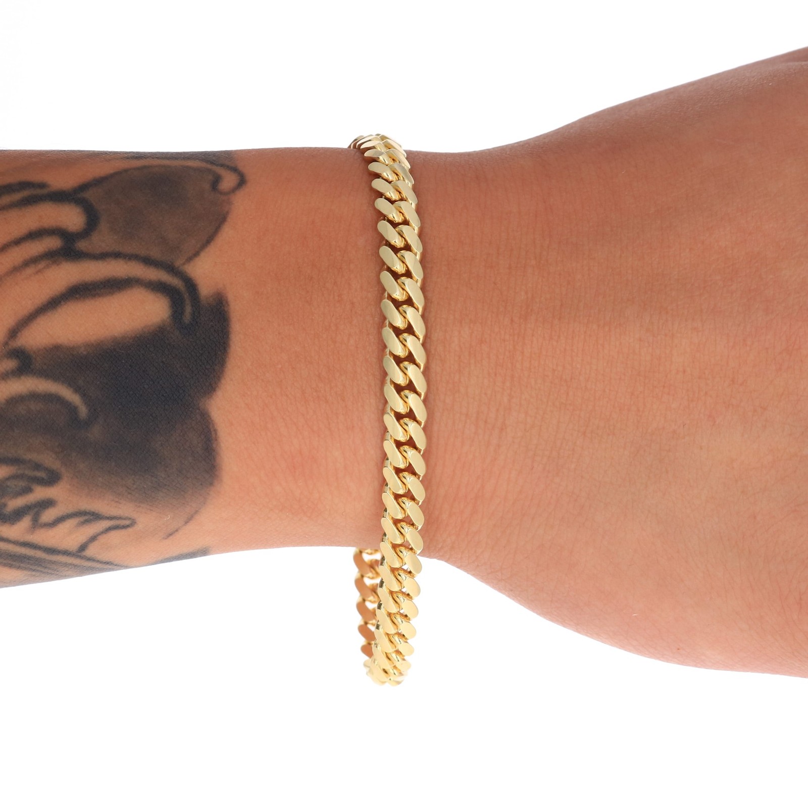 14K Yellow Gold Solid 6mm Miami Cuban Link Chain Bracelet Men 7″ 7.5″ 8″ 8.5″ 9″